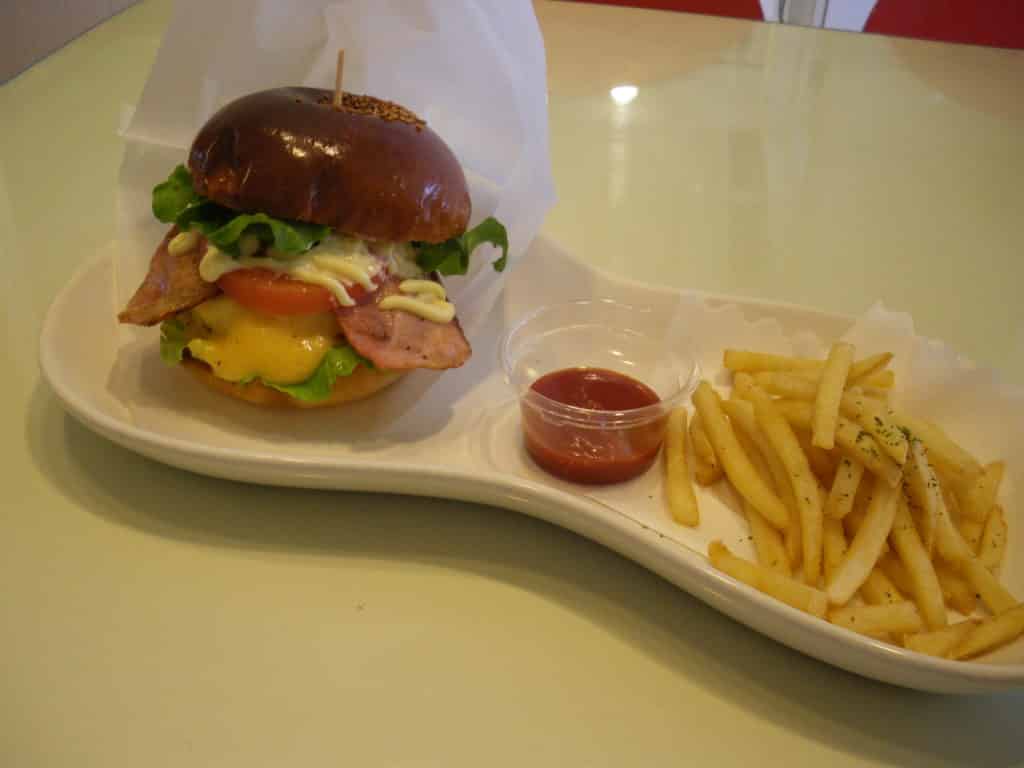Bacon Avocado Burger with Fries