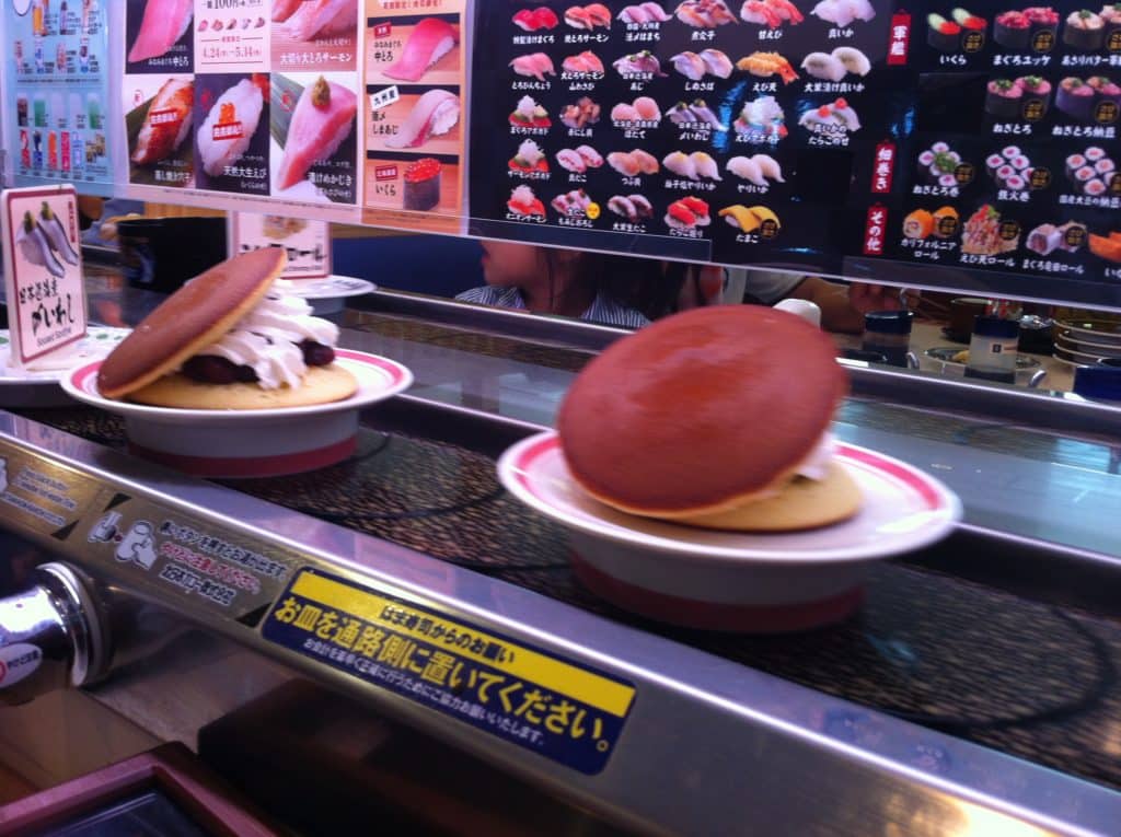 Desserts on Conveyor at Hamazushi