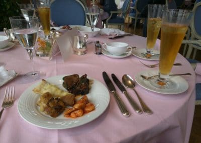 Table at Four Seasons with Iced Drinks & Meat Buffet Plate