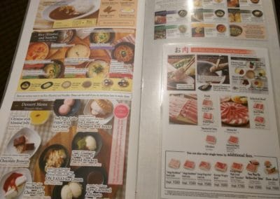 Shabu Shabu Menu