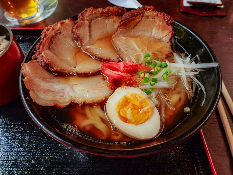 Agu-pork Okinawa soba closeup