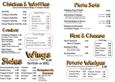 CC's Chicken & Waffles Menu