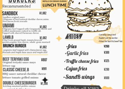 Sandbox Burgers Menu