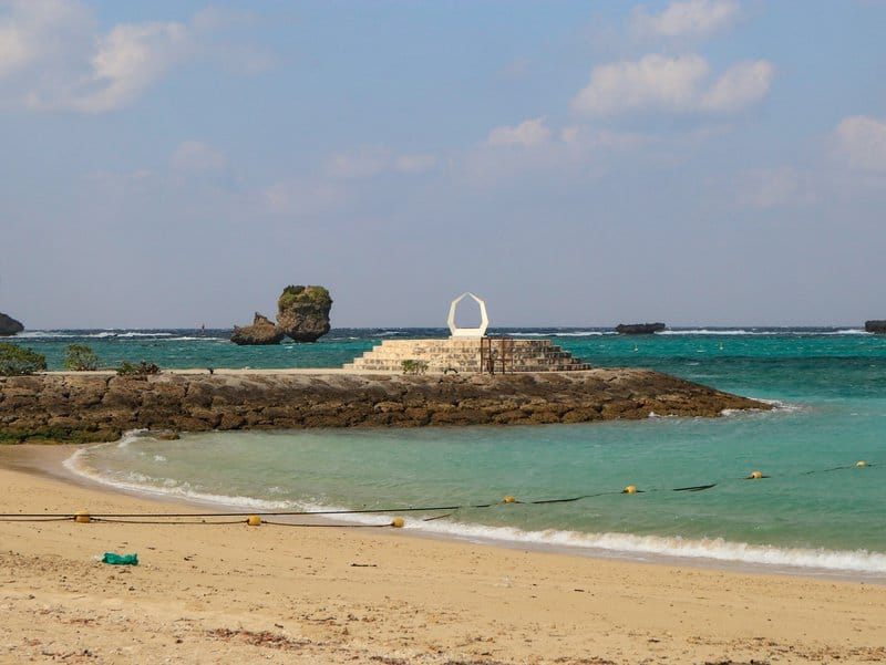 View towards the wedded rocks of Onna