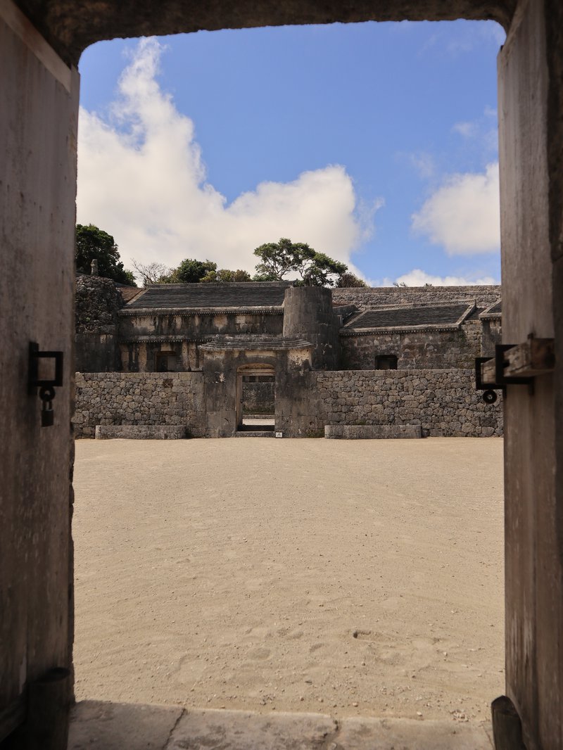 View of mausoleum through gate